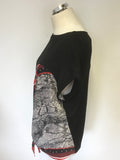 MINT VELVET BLACK,RED & GREY SNAKESKIN PRINT TIE FRONT TOP SIZE 14