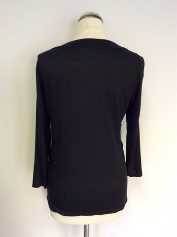 KAREN MILLEN BLACK SILK FRONT TIE CENTRE TOP SIZE 14