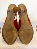 GABOR RED PATENT LEATHER PEEP TOE HEELED SANDALS SIZE 5/38