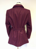 BRAND NEW TED BAKER MAROON WRAP SHORT COAT SIZE 4 UK 14