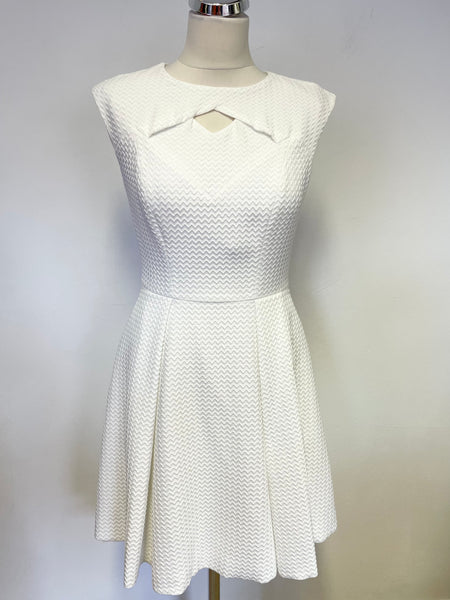 KAREN MILLEN WHITE CUT OUT DETAIL SLEEVELESS FIT & FLARE DRESS SIZE 10