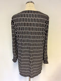 MICHAEL KORS BLACK & WHITE PRINT LACE UP CHAIN TRIM TOP SIZE L