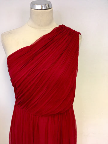 BRAND NEW MANGO RED ONE SHOULDER LONG EVENING DRESS SIZE M UK 12