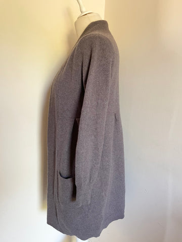 MARKS & SPENCER ESPRESSO PURE CASHMERE LONG CARDIGAN SIZE 8