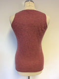 BINTIK ROSE PINK CASHMERE V NECKLINE VEST SIZE S