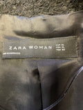 ZARA WOMAN BLACK BOUCLE COLLARED DOUBLE BREASTED JACKET SIZE XL