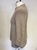 MERCER & MADISON 100% CASHMERE BEIGE 3/4 SLEEVED JUMPER SIZE M