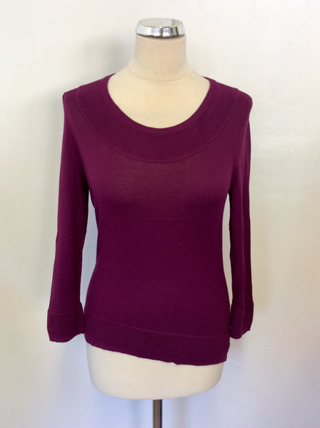 HOBBS CRANBERRY FINE KNIT SCOOP NECK TOP SIZE 12