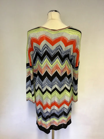 BRAND NEW OUI MULTI COLOURED PRINT ZIG ZAG DESIGN FINE KNIT JUMPER SIZE 12