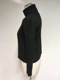 STEFANEL BLACK POLO NECK RIBBED JUMPER SIZE S