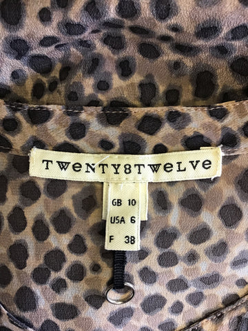 TWENTY8TWELVE BROWN ANIMAL PRINT SILK BLOUSE SIZE 10