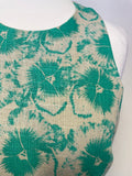 WHISTLES CREAM & GREEN FLORAL PRINT LINEN BLEND PENCIL DRESS SIZE 8