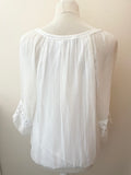 MINT VELVET WHITE SILK LACE TRIM BLOUSON TOP SIZE 12