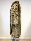 ASTRAKA FAUX FUR LEOPARD PRINT FAUX FUR KNEE LENGTH COAT SIZE 10