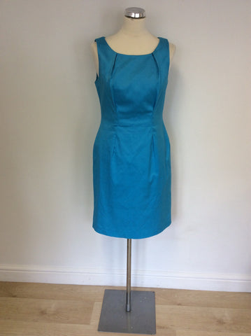 LK BENNETT TURQOUISE COTTON PENCIL DRESS SIZE 12