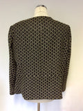 WINDSMOOR BLACK & CREAM WEAVE JACKET SIZE 18