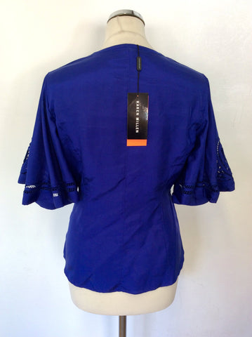 BRAND NEW KAREN MILLEN BLUE SILK TOP SIZE 12