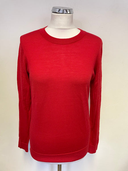 HOBBS 100%  MERINO WOOL RED LONG SLEEVE JUMPER SIZE