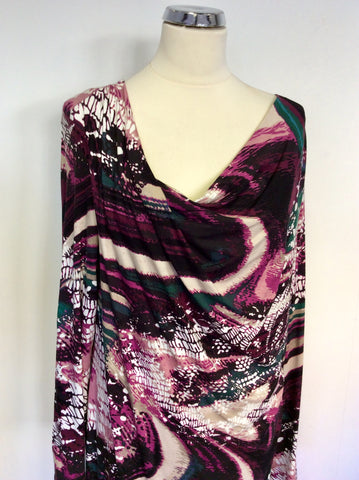 BRAND NEW OSCAR B AUBERGINE PRINT STRETCH JERSEY DRESS SIZE 20