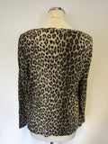 WHISTLES BROWN LEOPARD PRINT LONG SLEEVE TOP SIZE 12