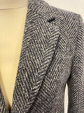 JIGSAW GREY HERRINGBONE WOOL BLEND CITY COAT SIZE 10