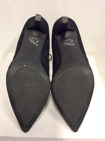 MARKS & SPENCER BLACK SUEDE LACE UP HEELS SIZE 6/39