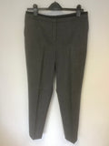 HOBBS DARK BLUE MARL WOOL BLEND ANKLE GRAZER TROUSERS SIZE 12