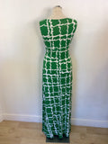 HOBBS GREEN & WHITE PRINT MAXI DRESS SIZE 10