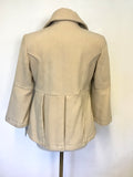 BRAND NEW RONIT ZILKHA BEIGE WOOL BLEND 3/4 SLEEVE JACKET SIZE 10