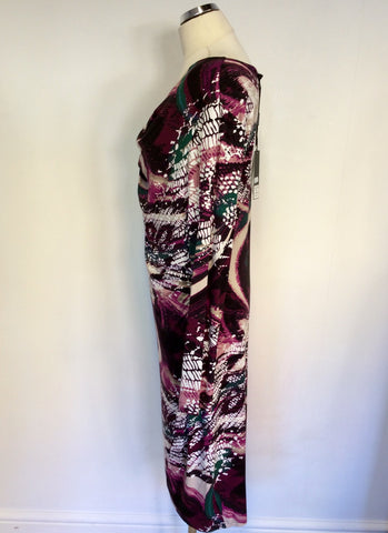 BRAND NEW OSCAR B AUBERGINE PRINT STRETCH JERSEY DRESS SIZE 20