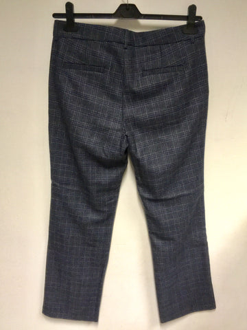 PART TWO GREY CHECK WOOL BLEND TROUSERS SIZE 12