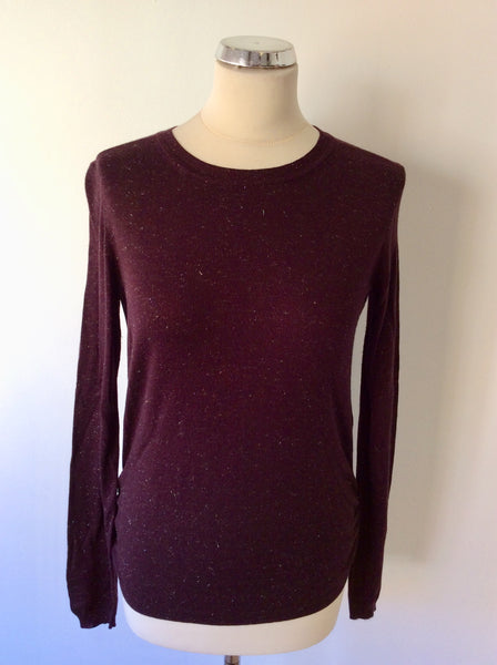 WHISTLES BURGUNDY & SILVER THREAD JUMPER SIZE 12