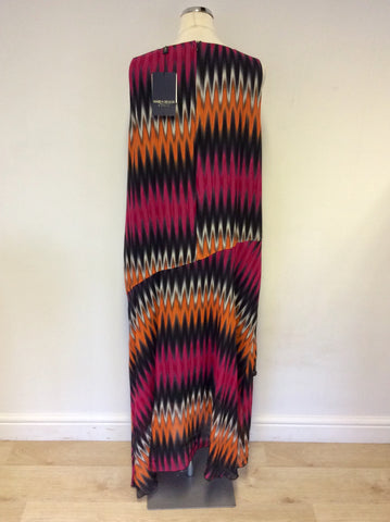 BRAND NEW MARINA RINALDI MULTI COLOURED PRINT PURE SILK MAXI DRESS SIZE UK 20