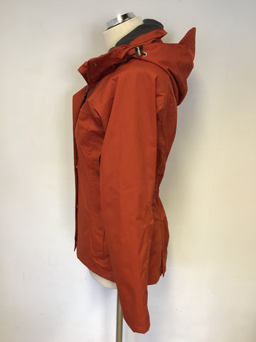 MUSTO BR1 DARK ORANGE CONCEALED HOOD ZIP UP JACKET SIZE 8