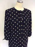 HOBBS BLACK & WHITE SPOT 3/4 LENGTH SLEEVE DRESS SIZE 12