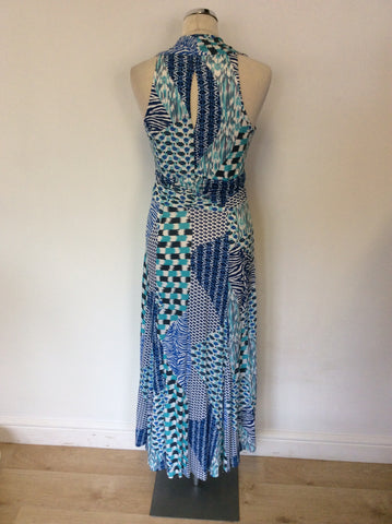 BRAND NEW POMODORO SEA GREEN STRETCH JERSEY RESORT PRINT MIDI DRESS SIZE 10