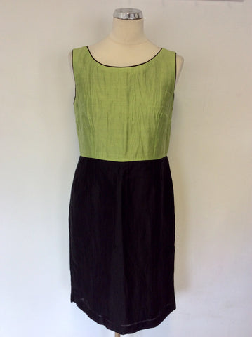 PRÉCIS PETITE GREEN & BLACK LINEN BLEND DRESS SIZE 12