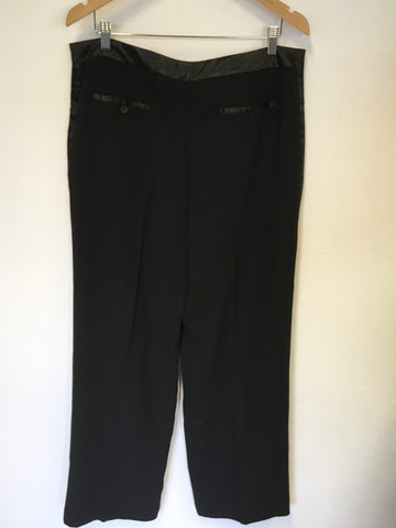 BRAND NEW PURE COLLECTION BLACK WIDE LEG SATIN TRIM TUX TROUSERS SIZE 18