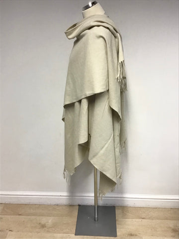 MOSCHINO BEIGE 100% WOOL WRAP/SHAWL WITH FRINGING