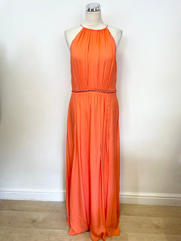 BRAND NEW KAREN MILLEN ORANGE CHAIN TRIM MAXI DRESS SIZE 14