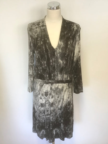 SANDWICH BLACK & GREY PRINT 3/4 SLEEVE STRETCH JERSEY DRESS SIZE M