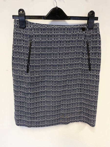 GANT NAVY BLUE & WHITE WEAVE COTTON WRAP ACROSS SKIRT SIZE 8