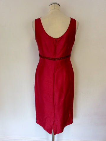 MONSOON FUSCHIA PINK SILK PENCIL DRESS SIZE 12