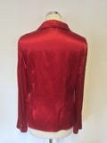 HOBBS RED SILK LONG SLEEVE BLOUSE SIZE 12