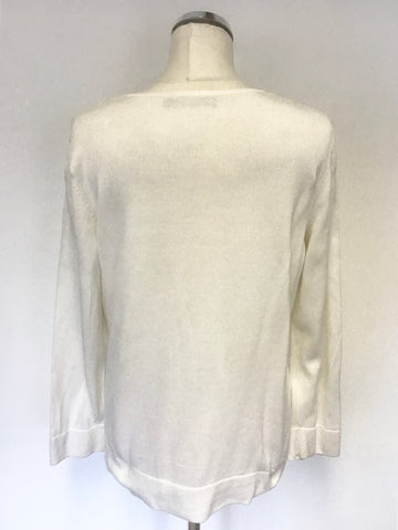 PERUVIAN CONNECTION WHITE EMBROIDERED PRIMA COTTON JUMPER SIZE L