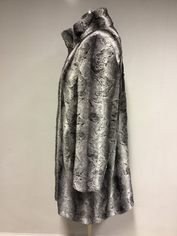 ROMAN GREY FAUX FUR KNEE LENGTH COAT SIZE S