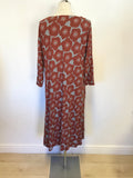 SEASALT CORNWALL GREY & TERRACOTTA FLORAL PRINT STRETCH JERSEY DRESS SIZE 16