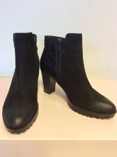 CAPRICE BLACK SUEDE & LEATHER ANKLE BOOTS SIZE 4.5/37.5