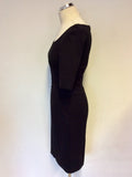 HOBBS BLACK SHORT SLEEVE PENCIL DRESS SIZE 8