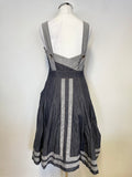 KAREN MILLEN LIGHT & DARK GREY DENIM STRAPPY FIT & FLARE DRESS SIZE 10